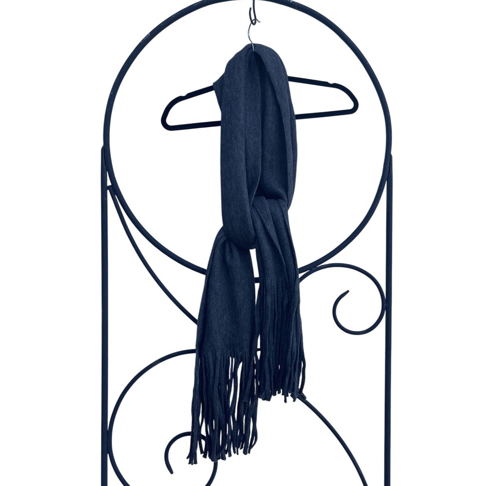 Lucky Fringed Scarf Oblong Solid‎ Gray Winter Accessory Soft Stylish Versatile